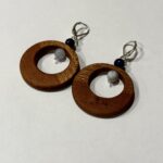 Boucles d'oreille en bois et pierres naturelles